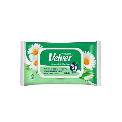 Velvet vlhčený toaletní papír Heřmánek a Aloe Vera 48ks